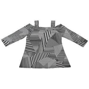 Clara Sunwoo Cold Shoulder Top Graphic Pattern Black & White Size Small
